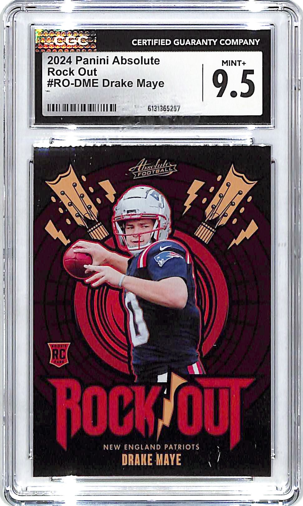 2024 Absolute Drake Maye Rock Out Rookie RC CGC 9.5 Patriots