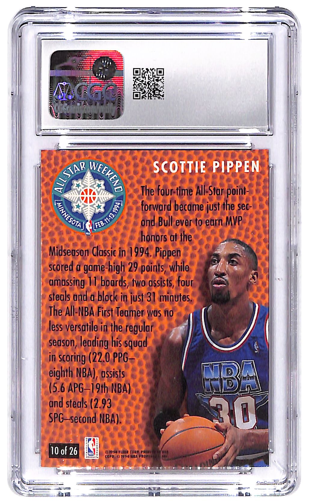 1994-95 Scottie Pippen Fleer All-Stars #10 CGC Gem Mint 10