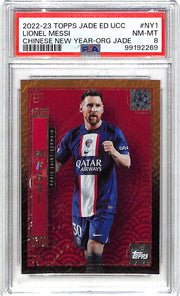 2022-23 Topps Jade Edition UEFA Lionel Messi Chinese New Year Orange PSA 8 /25 PSG