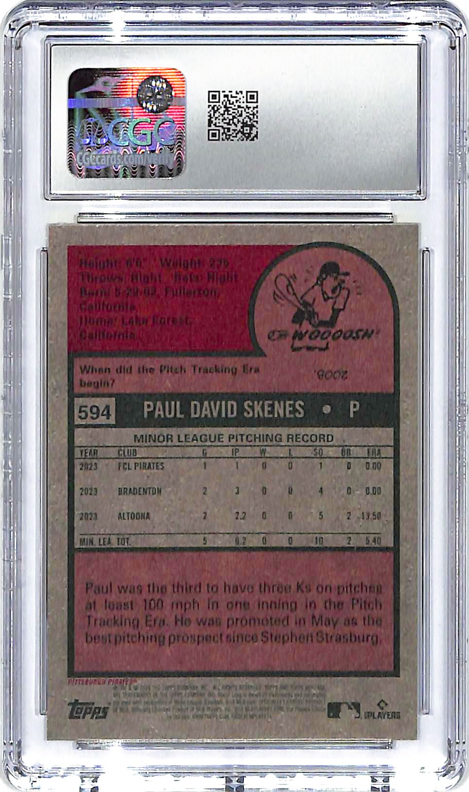 2024 Topps Heritage High Number Paul Skenes Rookie RC #594 CGC 10 Pirates