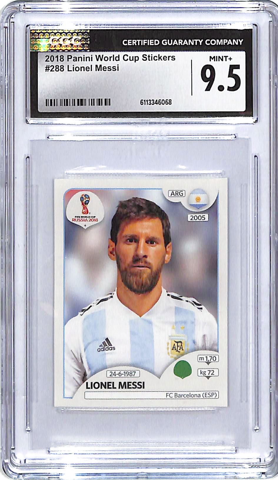 2018 Panini World Cup Stickers Lionel Messi #288 CGC 9.5