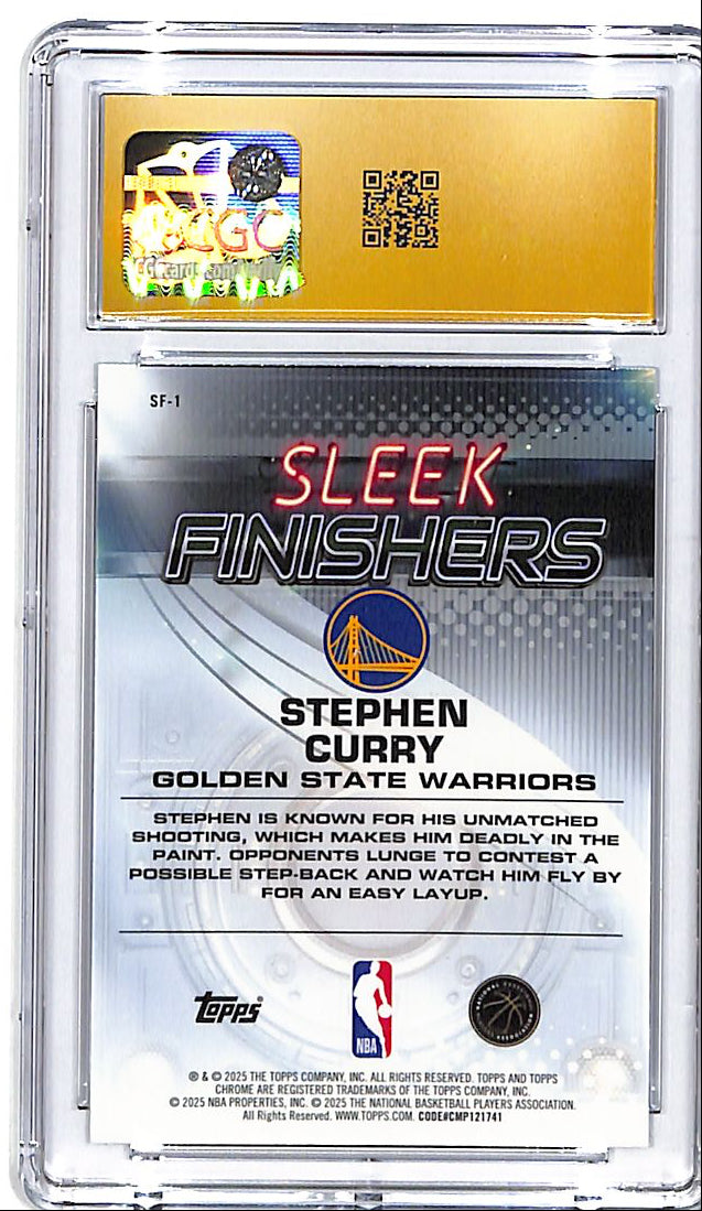 2025-26 Topps Chrome Stephen Curry Sleek Finishers CGC 10 Pristine Warriors