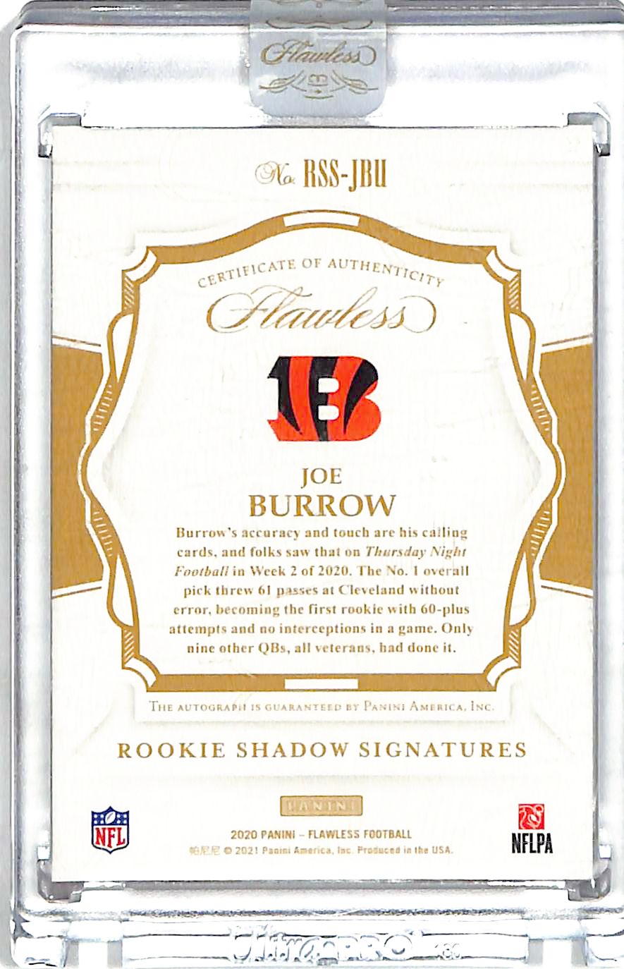 2020 Flawless Joe Burrow Auto Autograph Rookie RC /20 Bengals