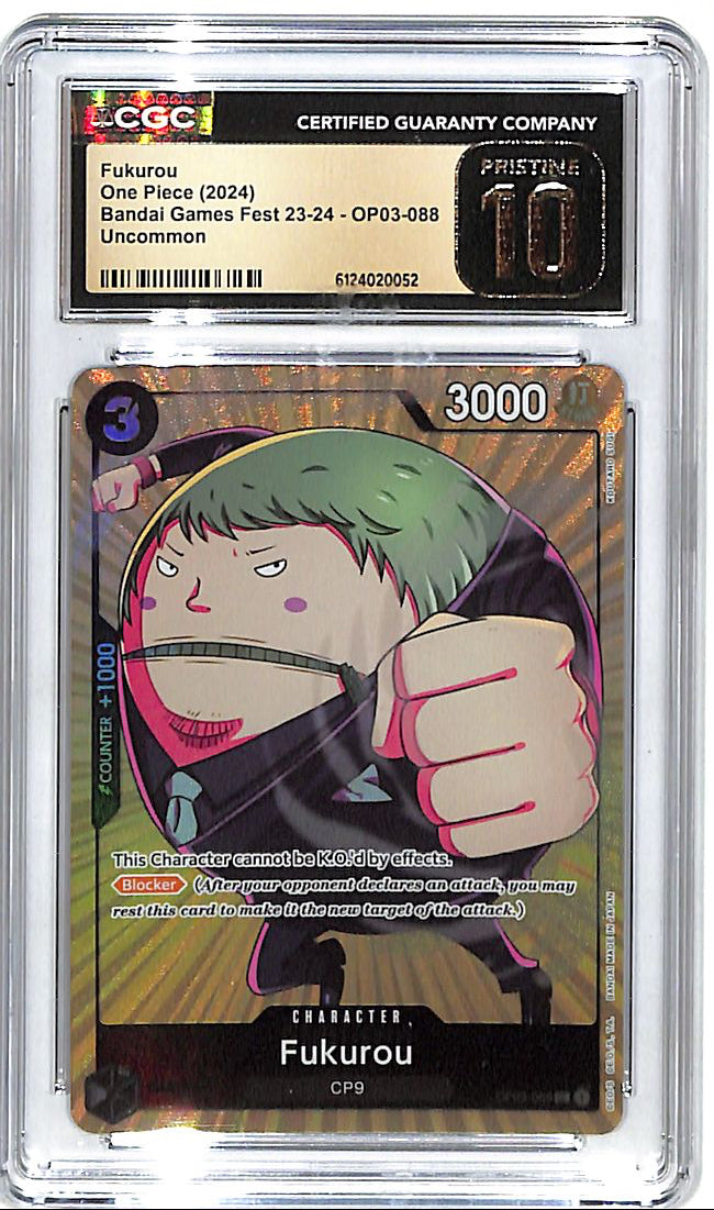 One Piece Bandai Games Fest 23-24 OP03 Fukurou 088 CGC 10 Pristine