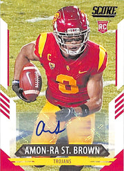 2021 Score Amon-Ra St Brown Auto Autograph Rookie RC USC Lions