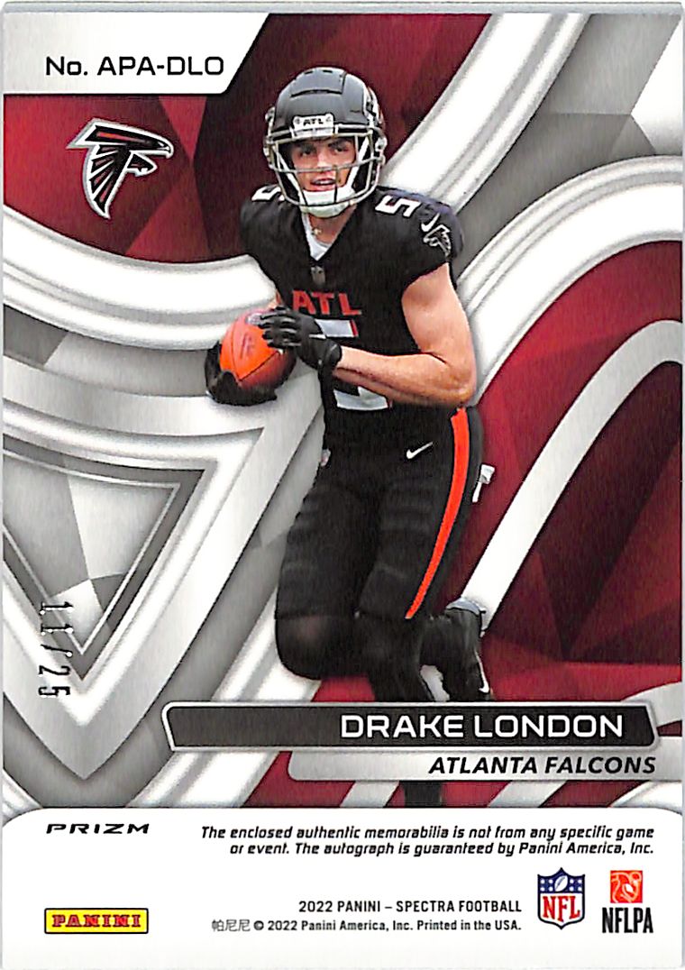 2022 Spectra Drake London Auto Autograph Rookie RC Patch Jersey /25 RPA Falcons