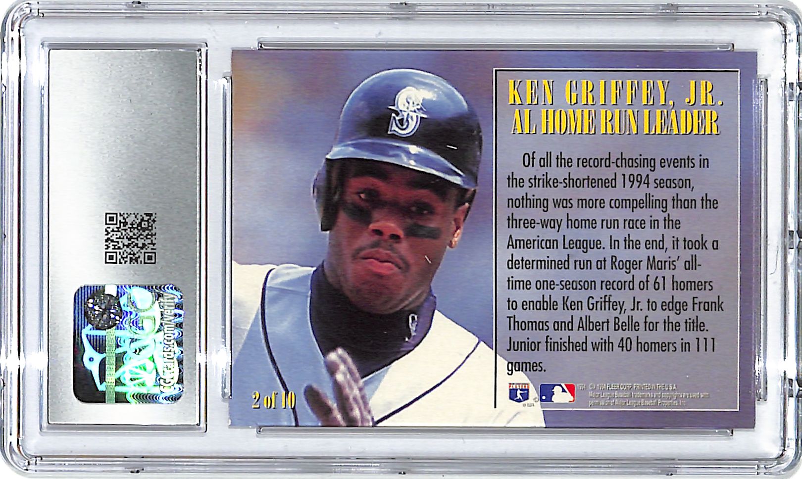 1995 Fleer Ken Griffey Jr League Leaders #2 CGC 9.5 Mariners