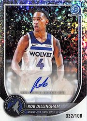 2025-26 Bowman Chrome Rob Dillingham Auto Autograph Speckle Refractor /100 Timberwolves