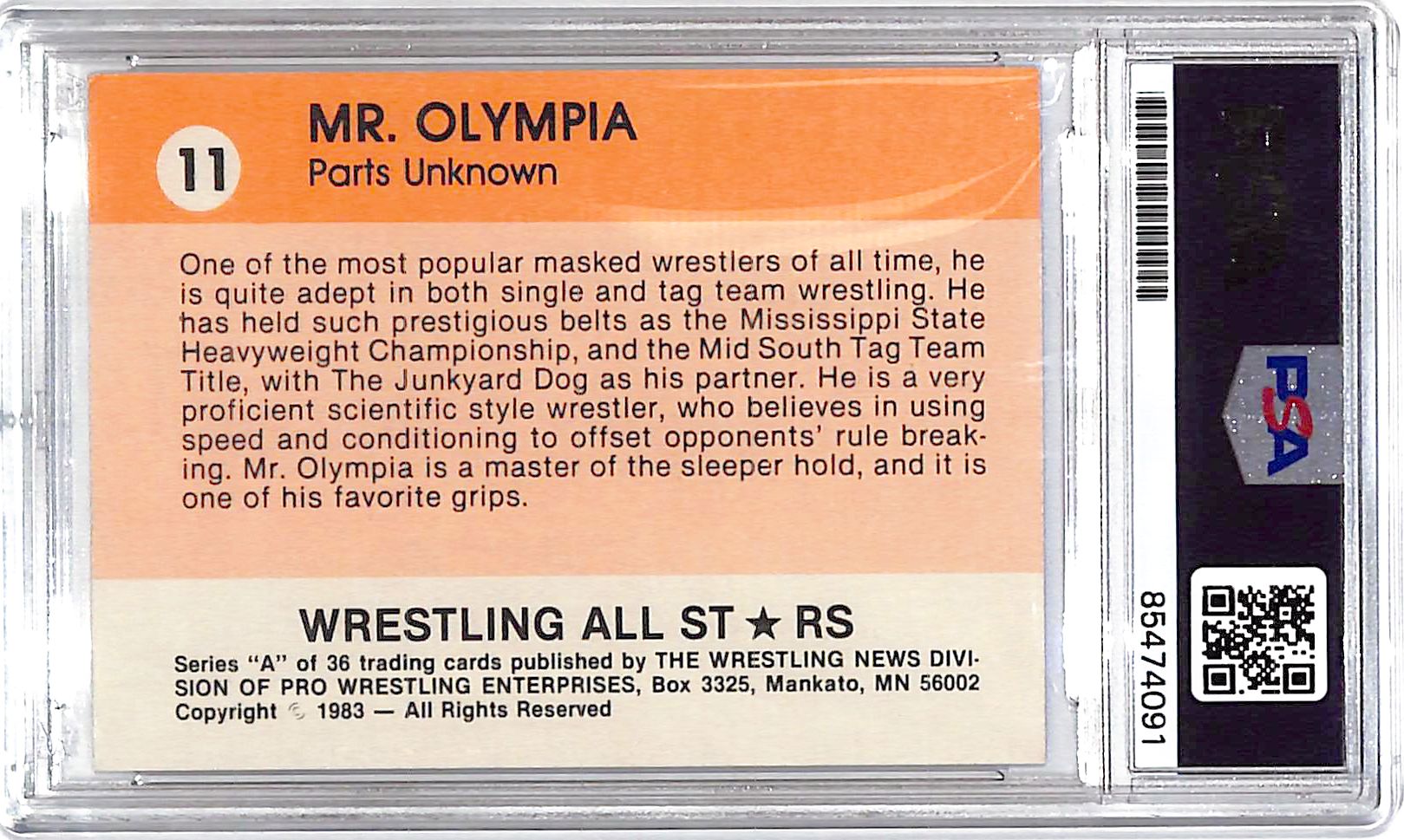 1983 Wrestling All Stars Mr Olympia Auto Autograph Signed PSA DNA Authentic