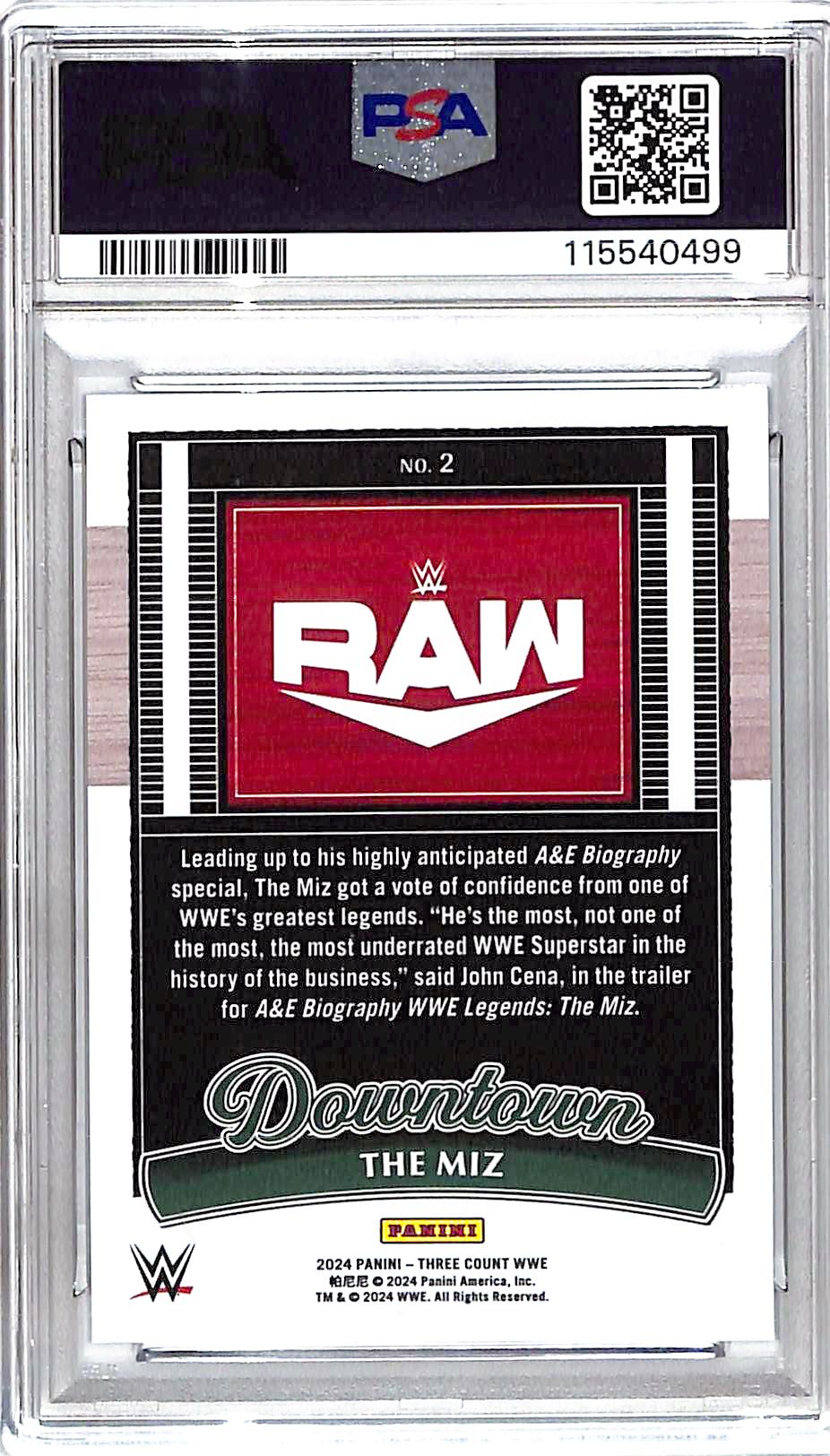 2024 Panini Three Count WWE The Miz Downtown #2 PSA 9