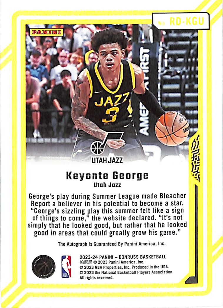 2023-24 Donruss Keynote George Auto Autograph Dominators Rookie RC /10 Jazz
