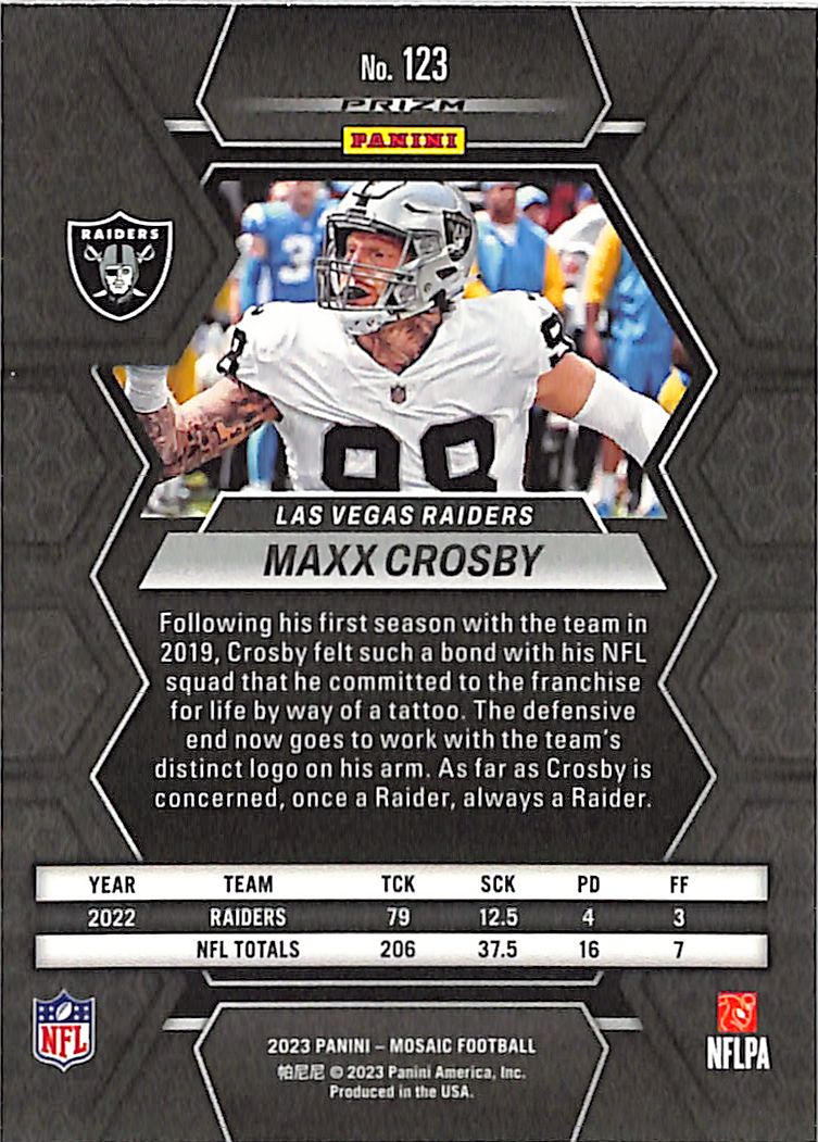 2023 Mosaic Max Crosby Honeycomb #123 Raiders