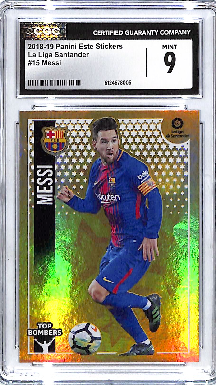 2018-19 Panini Este Stickers La Liga Santander Lionel Messi #15 CGC 9