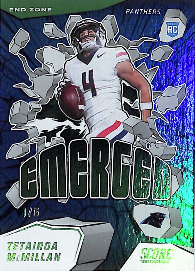 2025 Score Tetairoa McMillan Emergent Rookie RC Green End Zone /6 Panthers