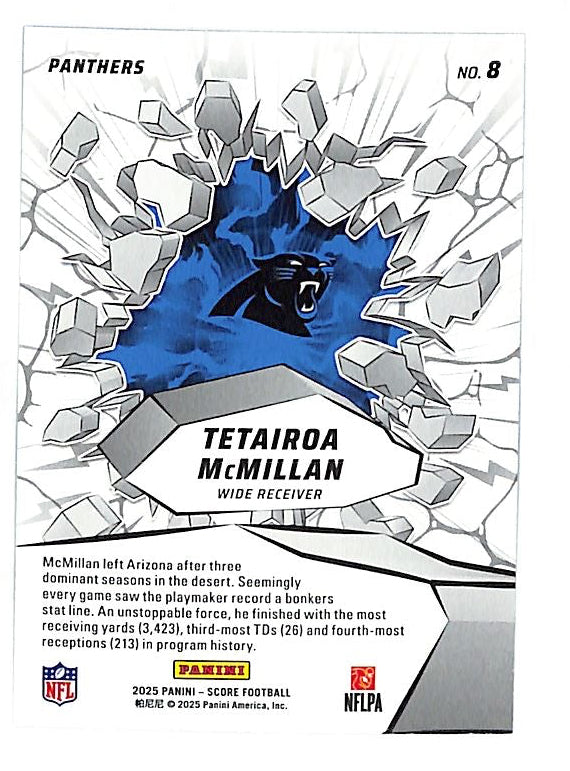 2025 Score Tetairoa McMillan Emergent Rookie RC Green End Zone /6 Panthers