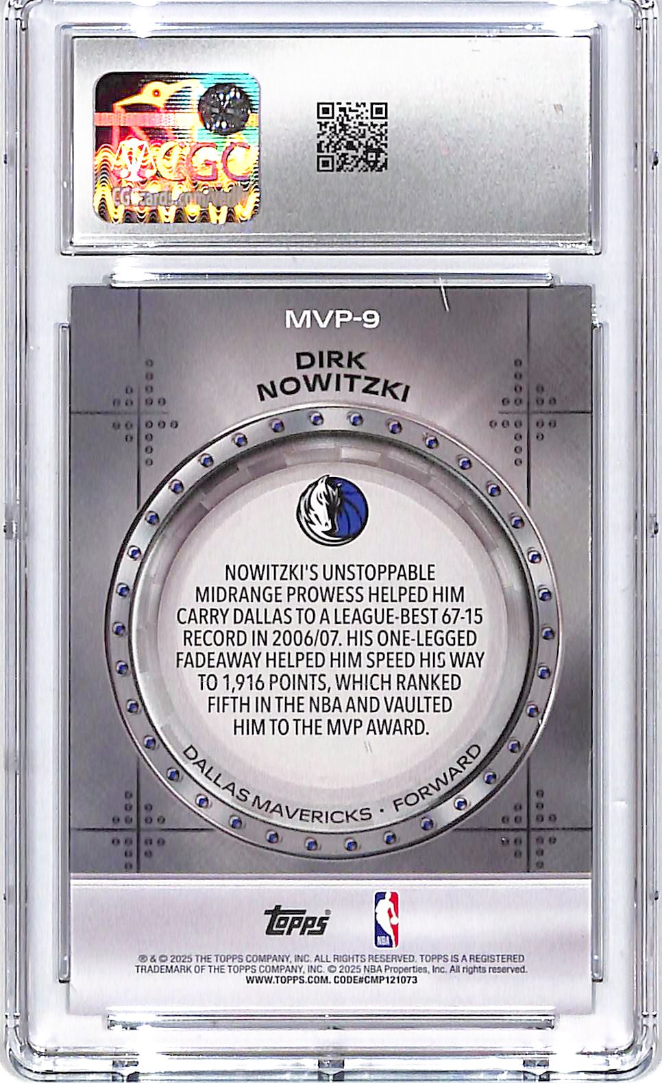 2025-26 Topps Dirk Nowitzki MVP Vault Gold Rainbow Foil /50 CGC 10 Mavericks