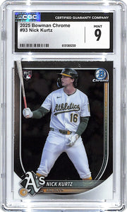 2025 Bowman Chrome Nick Kurtz Rookie RC #93 CGC 9 Athletics