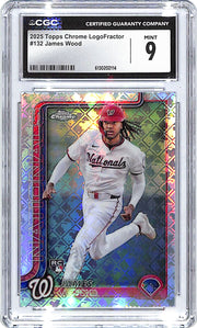 2025 Topps Chrome LogoFractor James Wood Rookie RC #132 CGC 9 Nationals