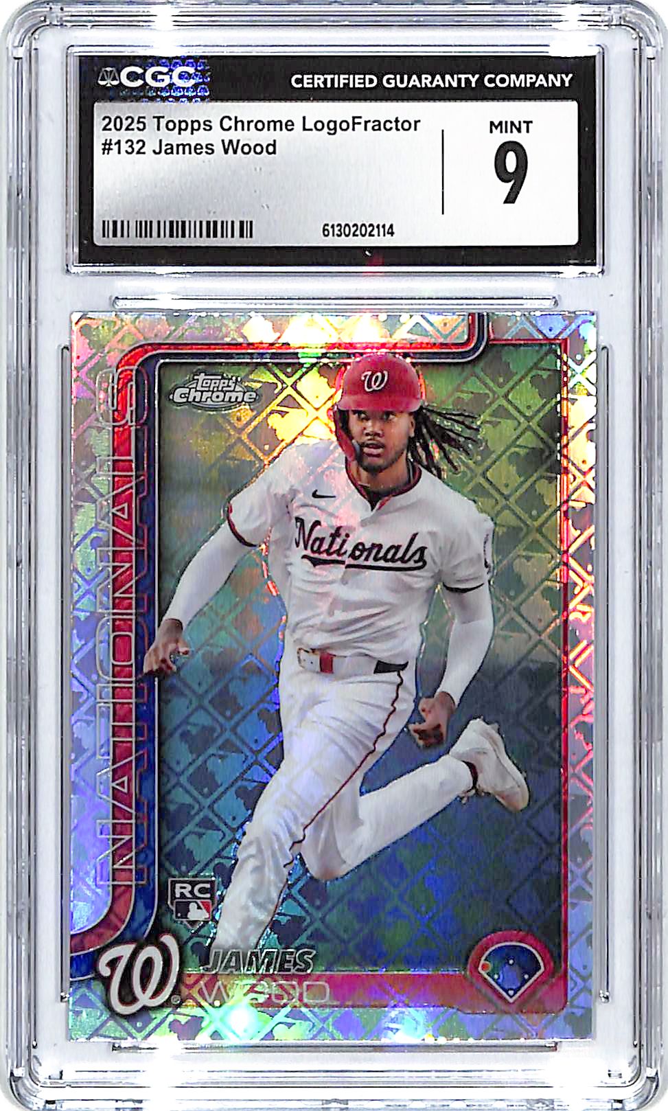 2025 Topps Chrome LogoFractor James Wood Rookie RC #132 CGC 9 Nationals