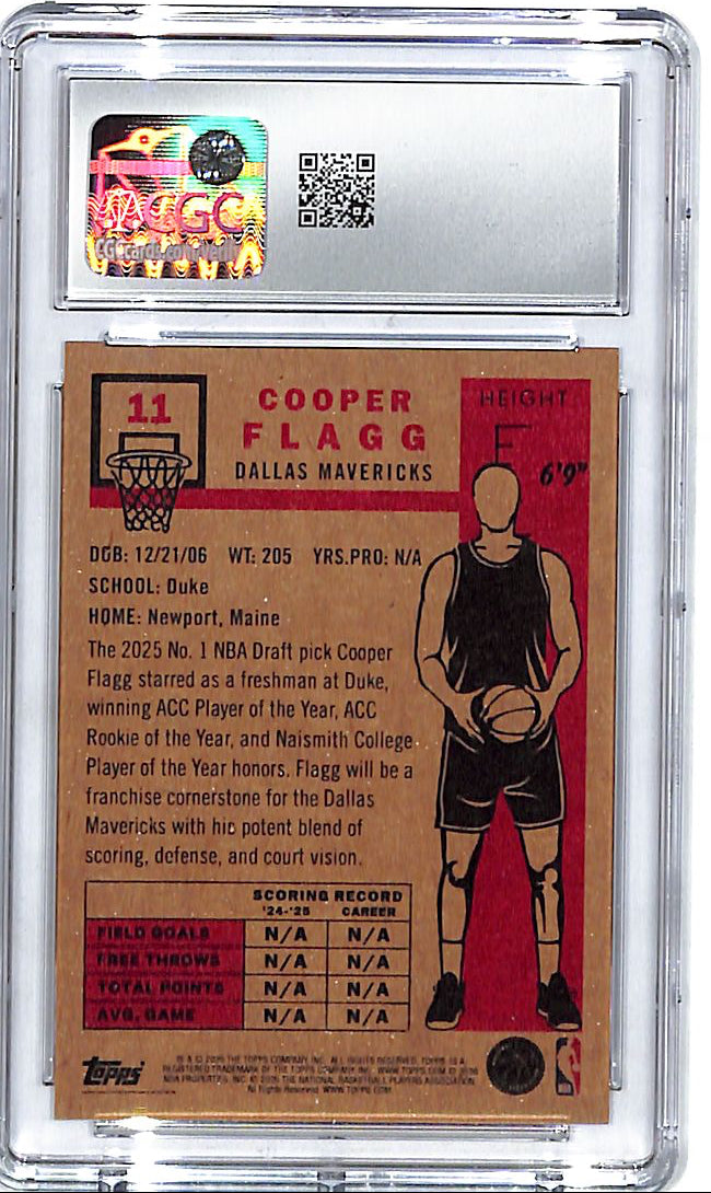 2025-26 Topps Living Set Cooper Flagg Rookie RC #11 CGC 9.5 Mavericks