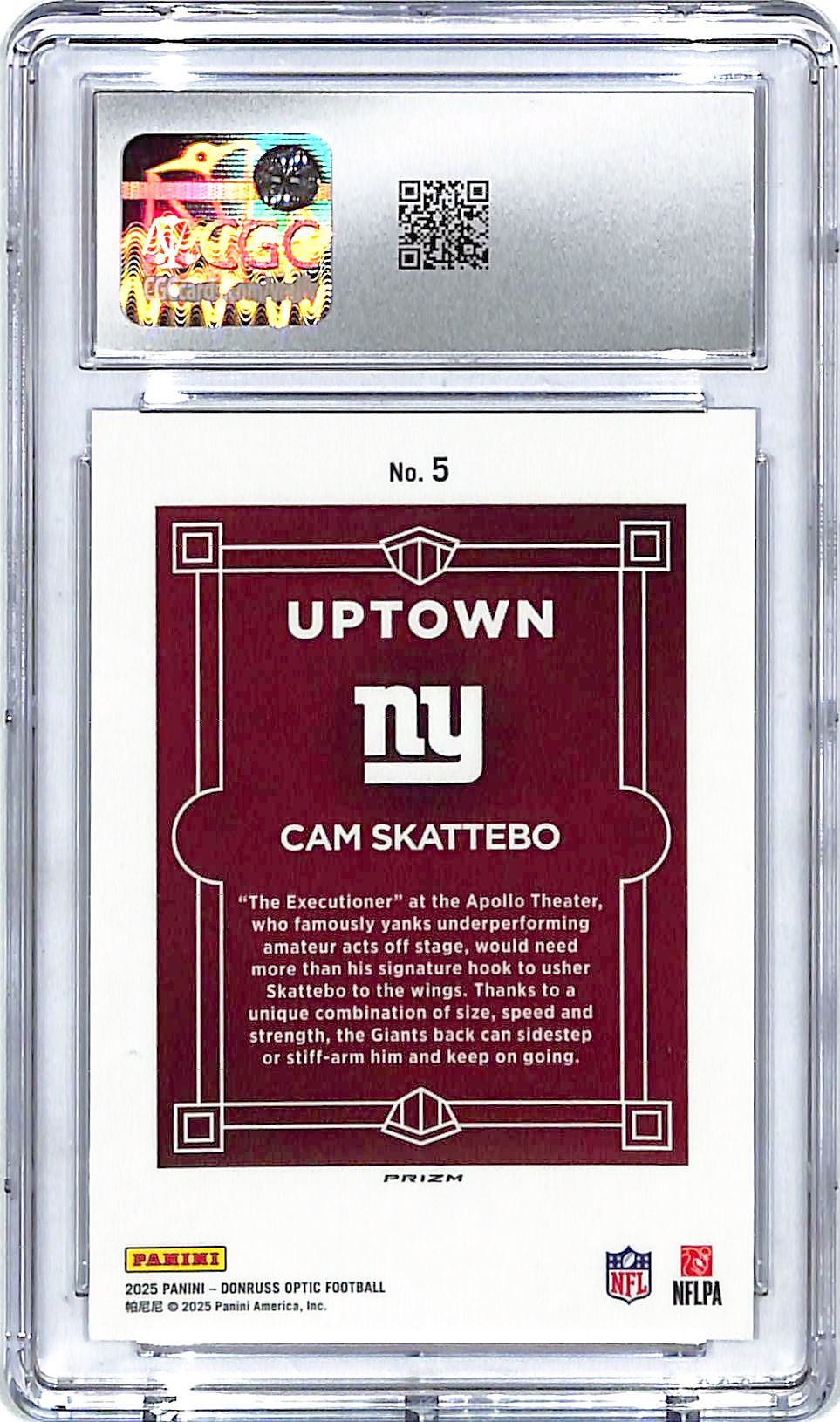 2025 Donruss Optic Cam Skattebo Uptown Rookie RC #5 CGC 9 Giants