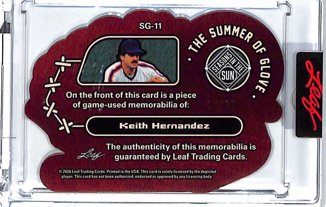 2026 Leaf Seasons in the Sun Keith Hernandez Bat Relic The Summer of Glove /35