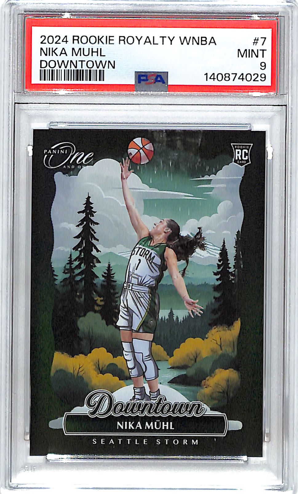 2024-25 Panini WNBA Rookie Royalty Nika Muhl Downtown RC #7 PSA 9 Storm