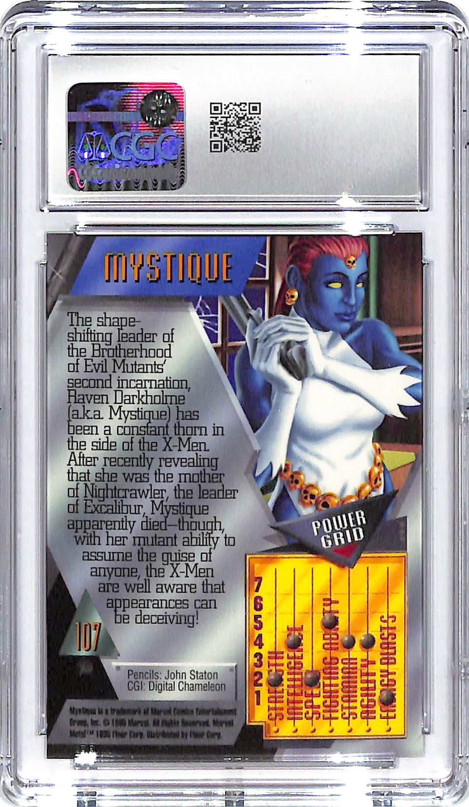 1995 Mystique Fleer Marvel Metal Inaugural Edition #107 CGC Mint Plus 9.5