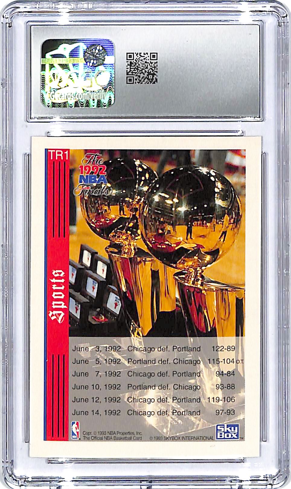 1992-93 Hoops Tribune NBA Championship Series Michael Jordan Clyde Drexler CGC 9