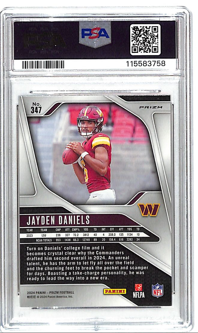 2024 Prizm Jayden Daniels Rookie RC Orange Lazer PSA 9 Commanders