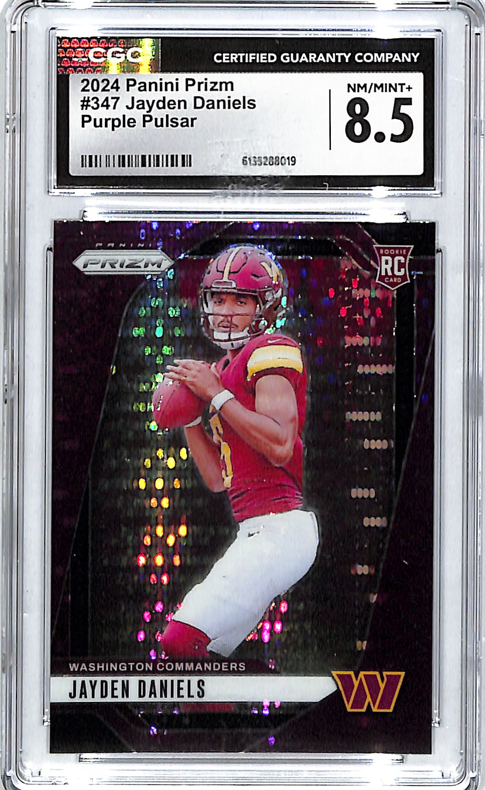 2024 Prizm Jayden Daniels Rookie RC Purple Pulsar CGC 8.5 Commanders
