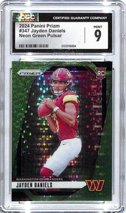 2024 Prizm Jayden Daniels Neon Green Pulsar Rookie RC #347 CGC 9 Commanders
