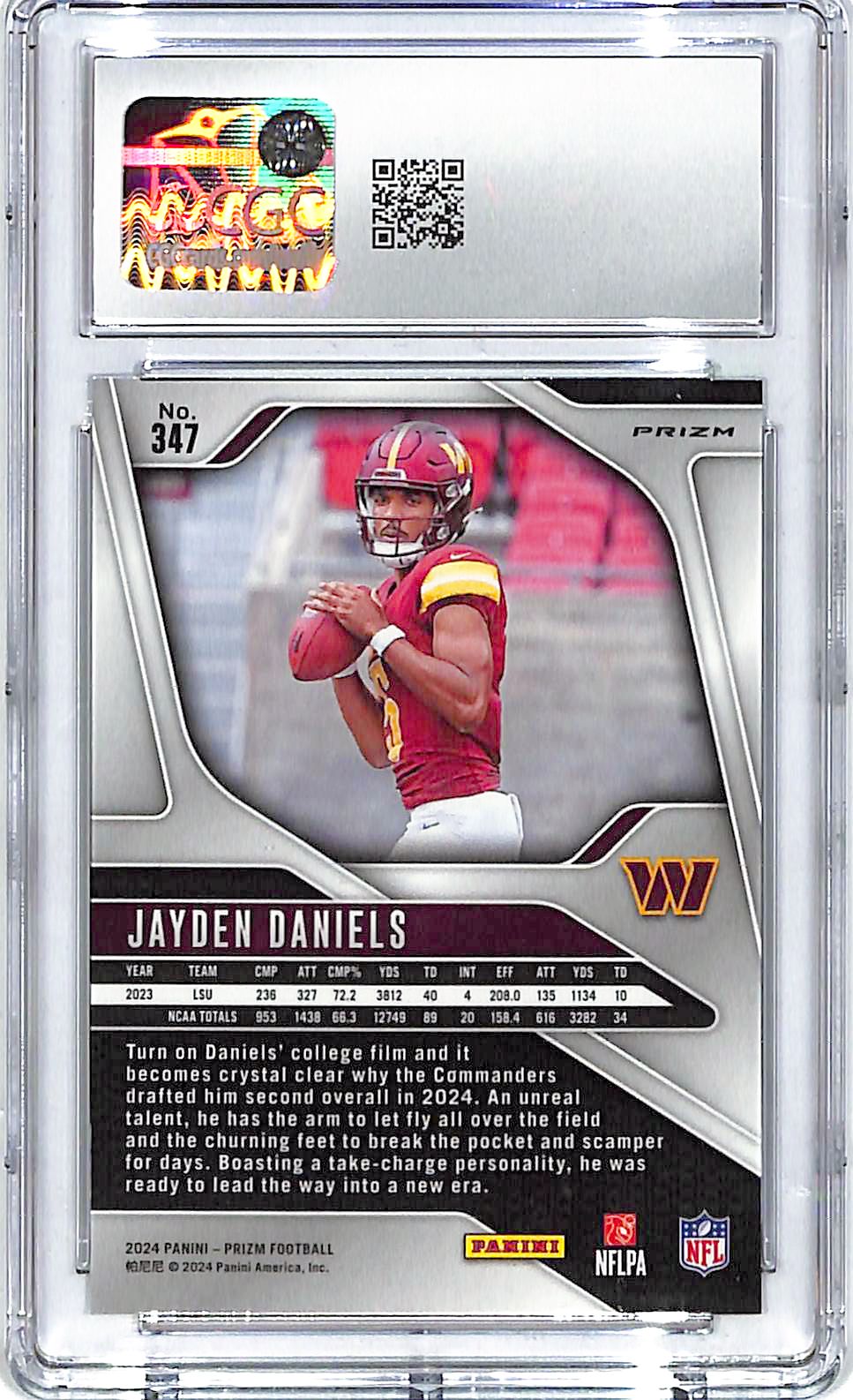 2024 Prizm Jayden Daniels Neon Green Pulsar Rookie RC #347 CGC 9 Commanders