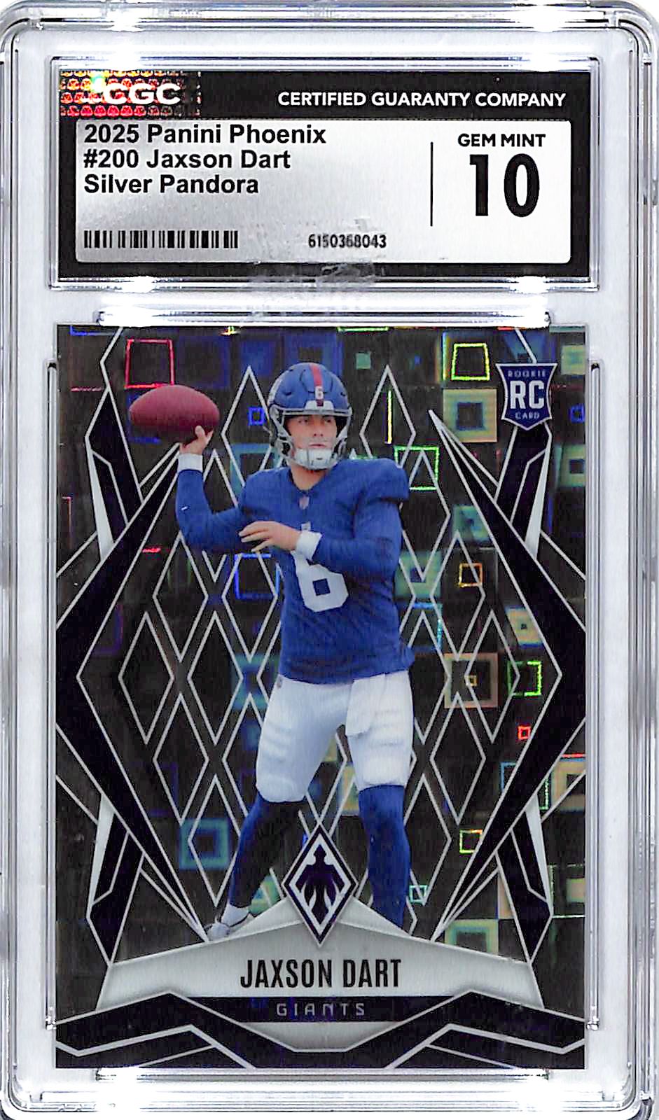 2024 Phoenix Jaxson Dart Rookie RC Silver Pandora #200 CGC 10 Giants