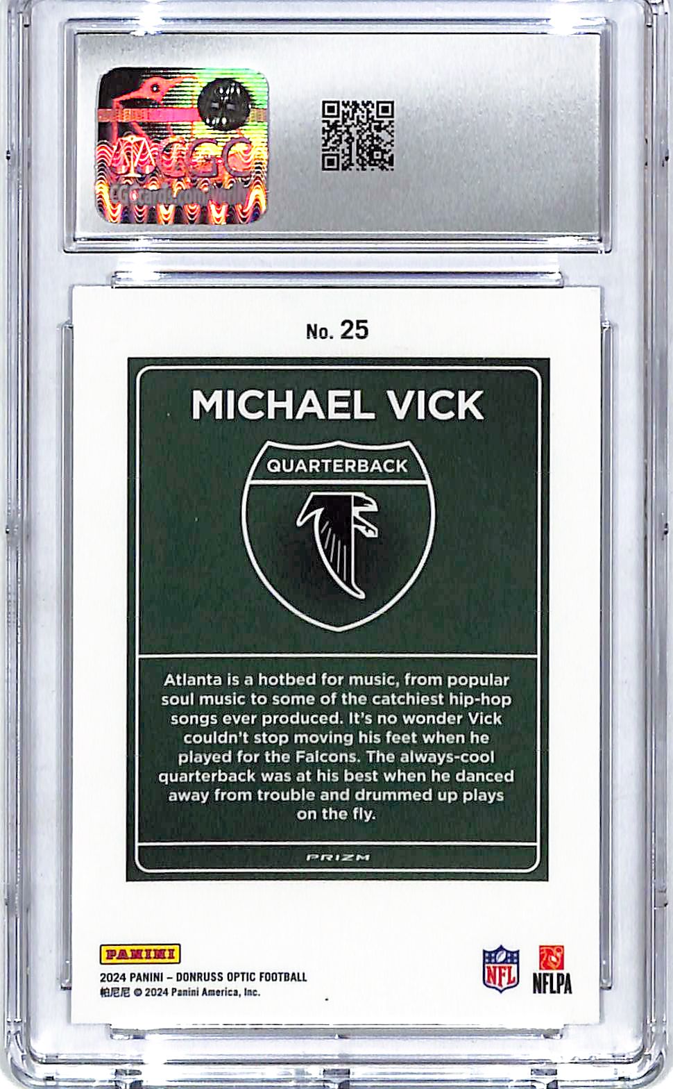 2024 Donruss Optic Michael Vick Downtown #25 CGC 9.5 Falcons