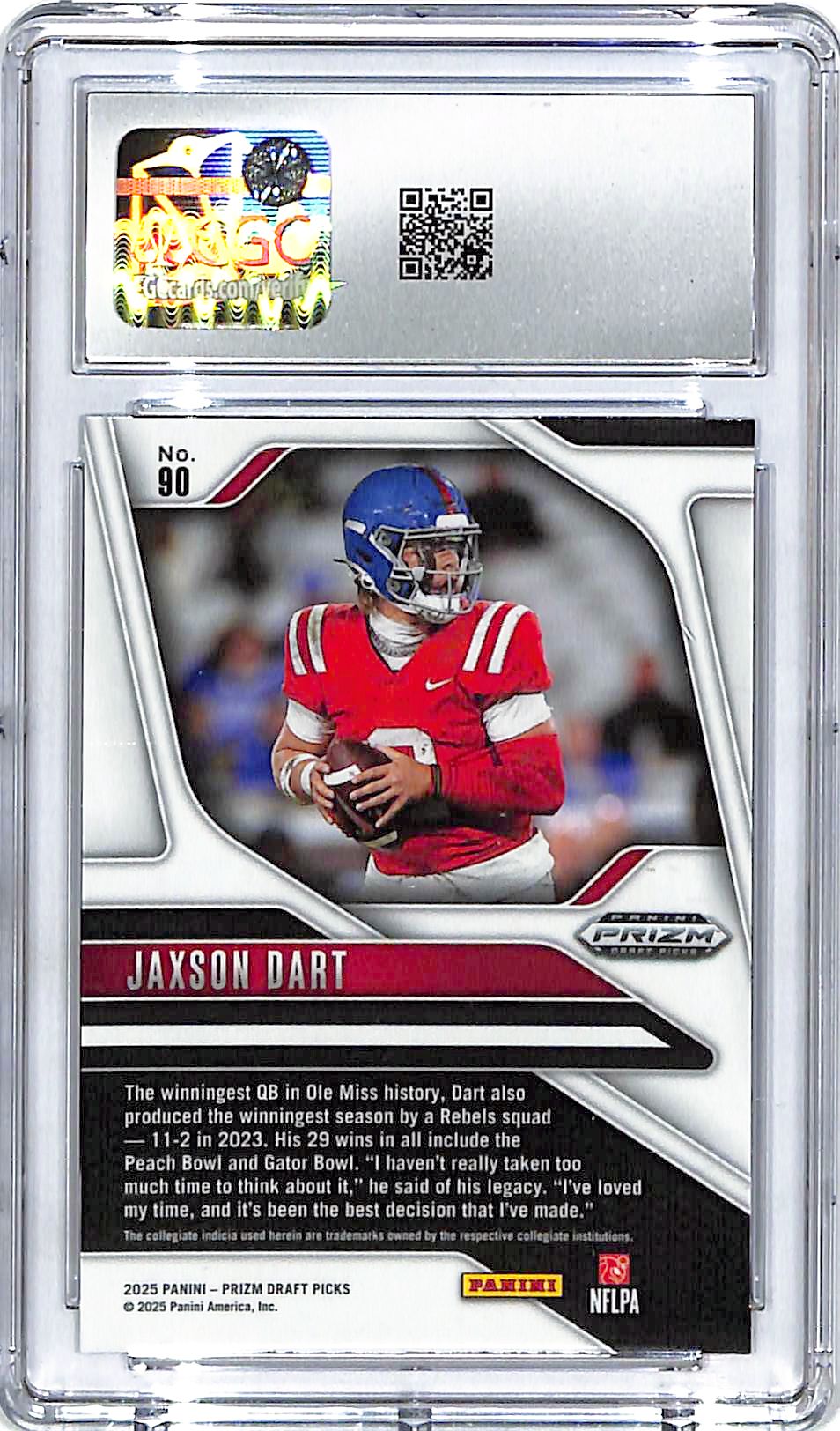 2025 Prizm Draft Picks Jaxson Dart Rookie RC #90 CCG 10 Ole Miss