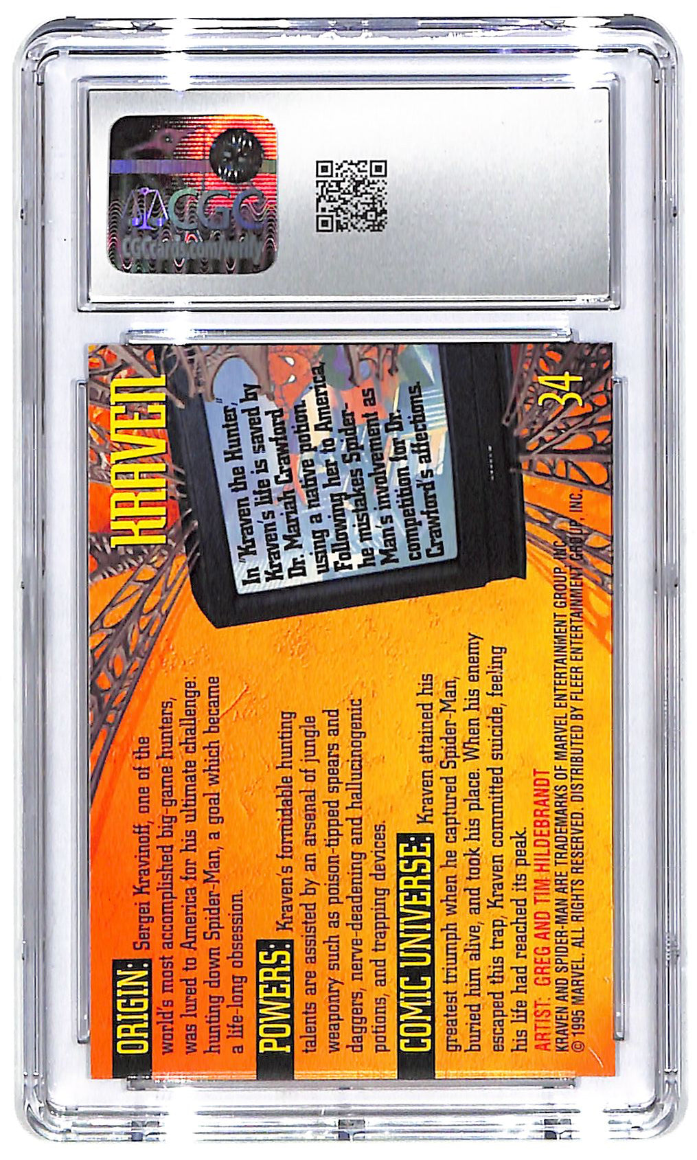 1995 Kraven Fleer Ultra Spider-Man #34 CGC Mint Plus 9.5