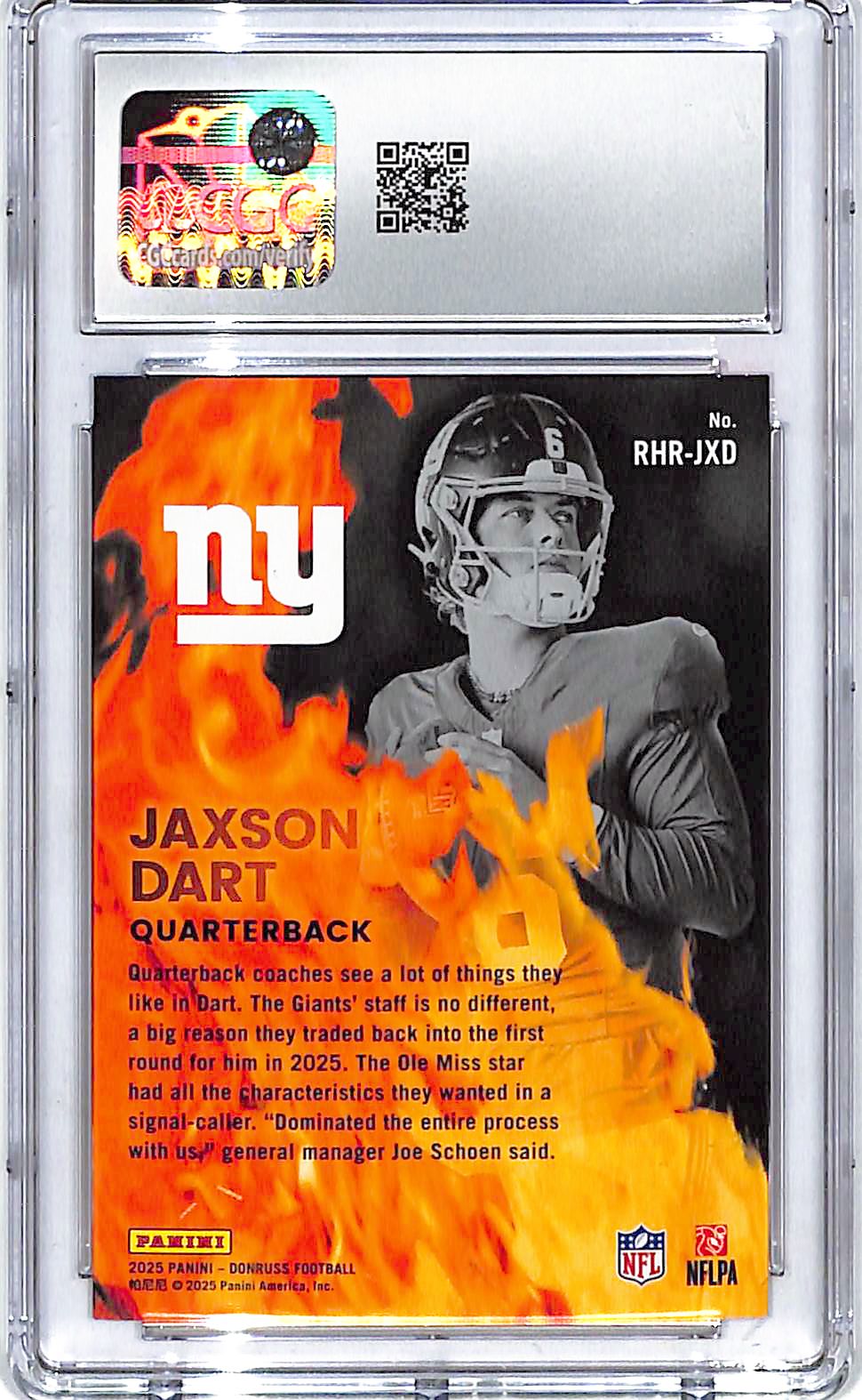 2025 Donruss Jaxson Dart Red Hot Rookies RC CGC 10 Giants