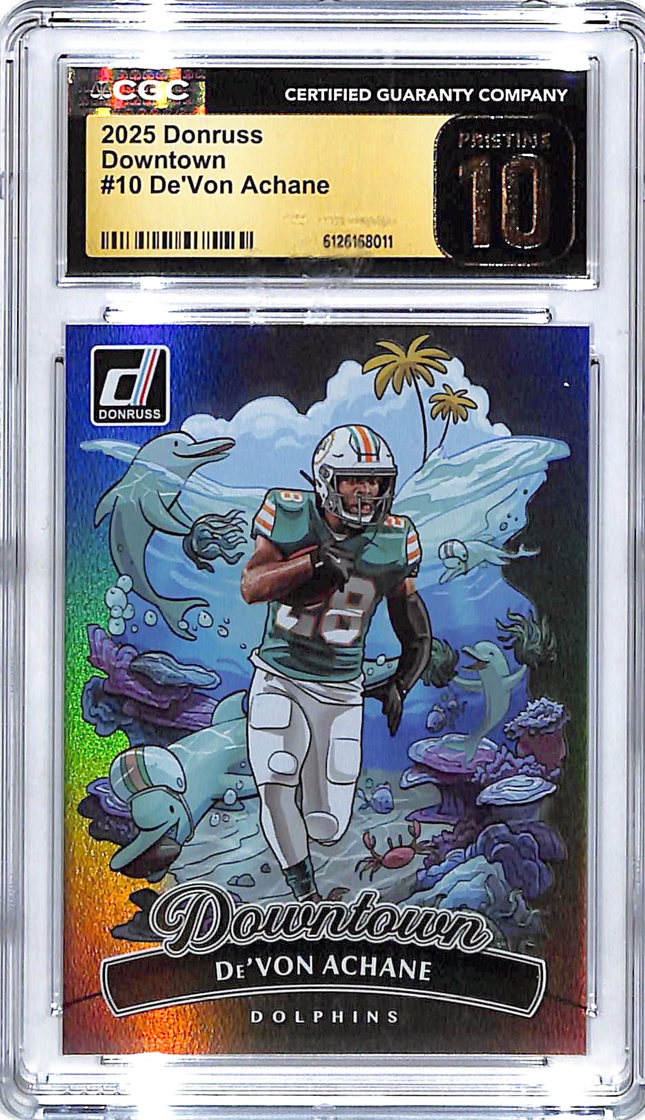 2025 Donruss De'Von Achane Downtown #10 CGC 10 Pristine Dolphins