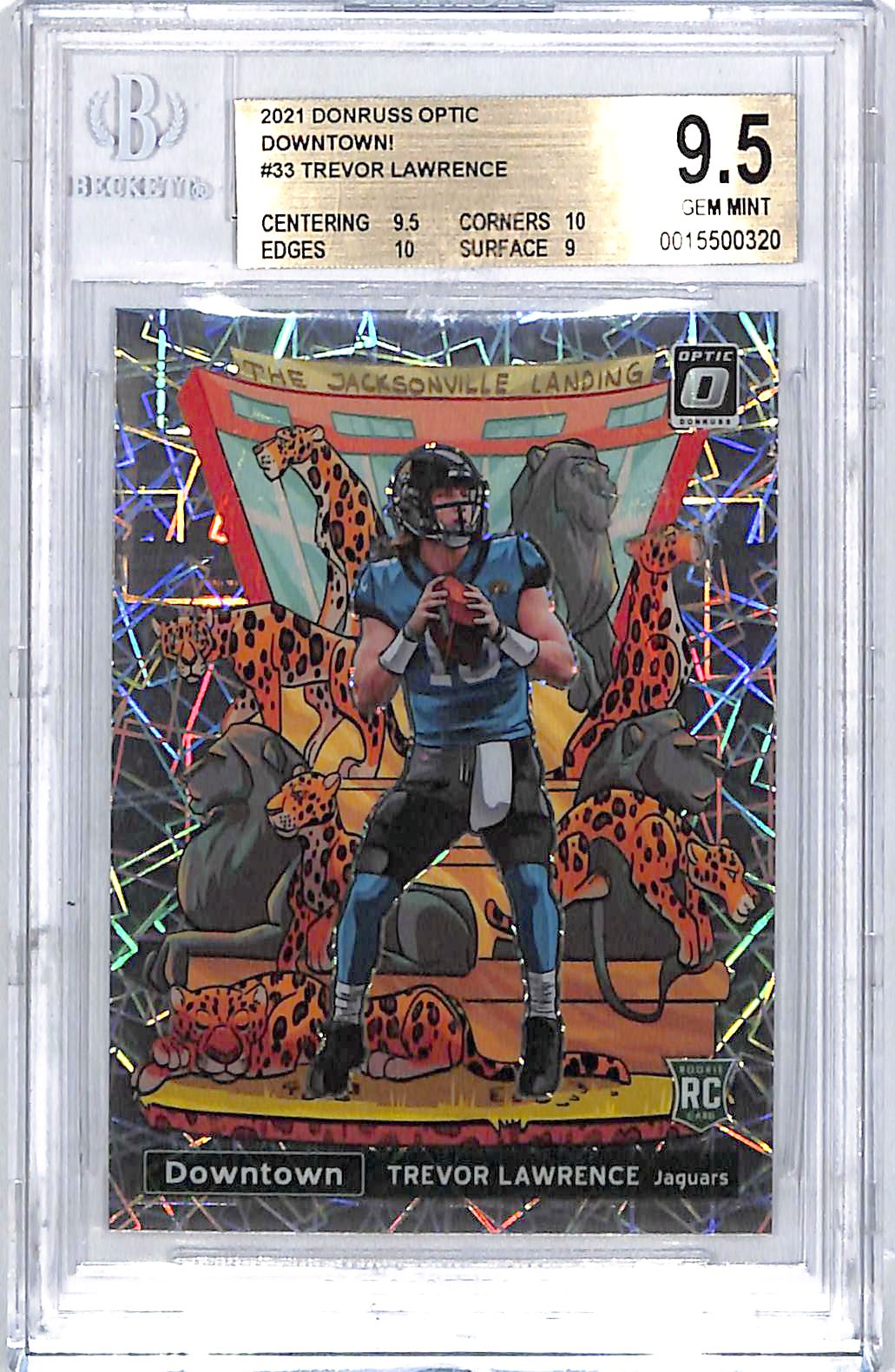 2021 Donruss Optic Trevor Lawrence Downtown Rookie RC #33 BGS 9.5 Jaguars