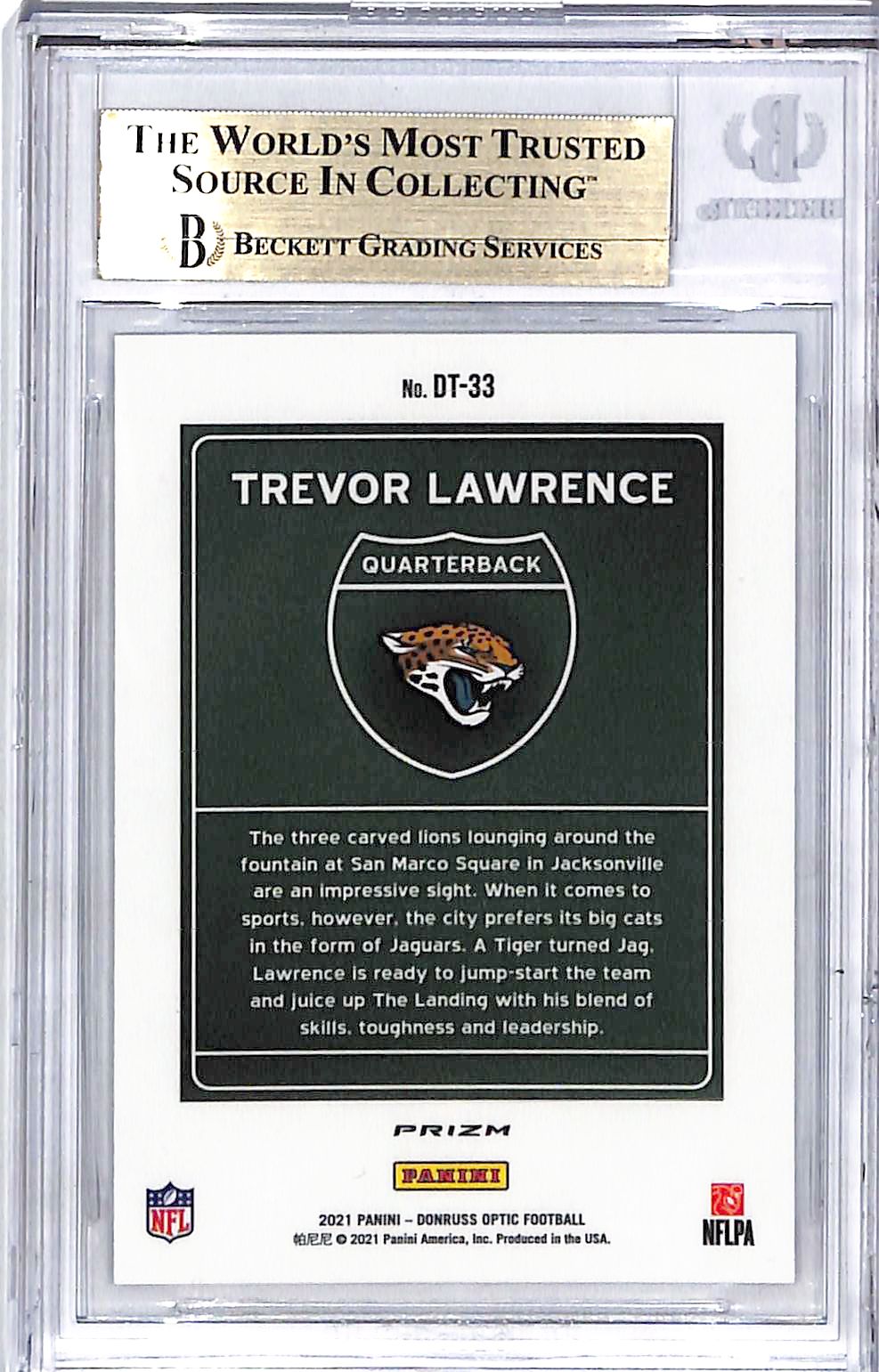 2021 Donruss Optic Trevor Lawrence Downtown Rookie RC #33 BGS 9.5 Jaguars