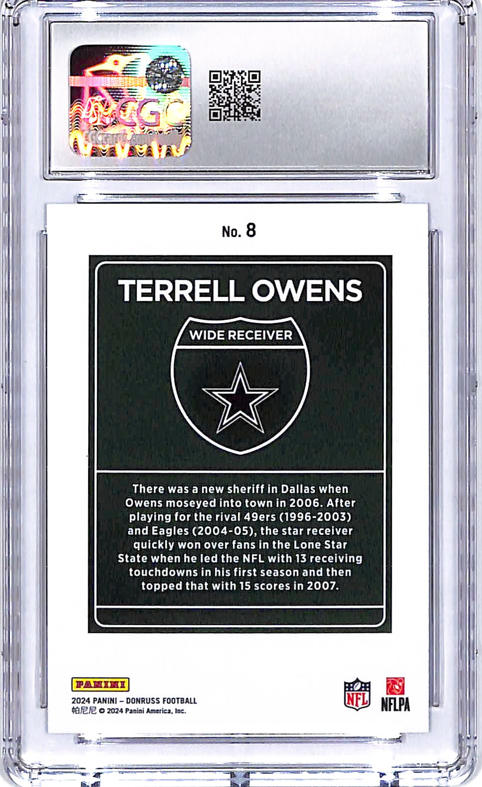 2024 Donruss Terrell Owens Downtown #8 CGC 8 Cowboys