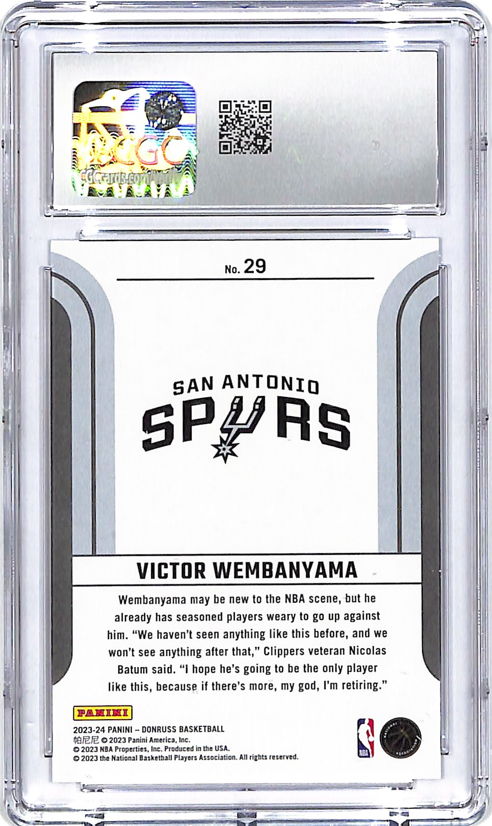 2023-24 Donruss Victor Wembanyama Franchise Features Rookie RC #29 CGC 10 Spurs