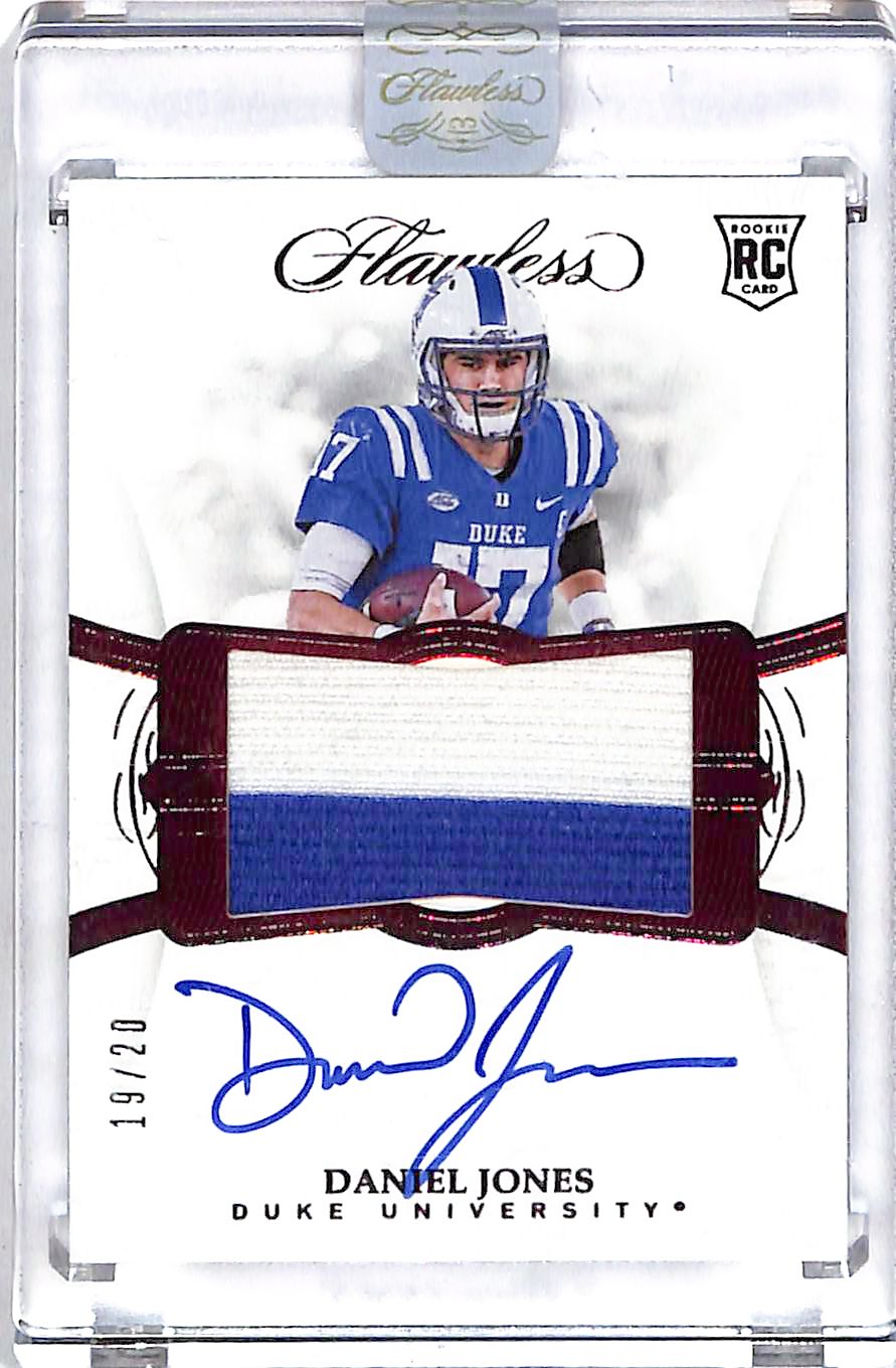 2019 Flawless Collegiate Daniel Jones Auto Autograph Rookie RC Patch Jersey /20 Duke