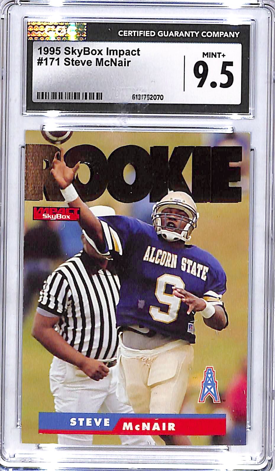 1995 Skybox Impact Steve McNair Rookie RC #171 CGC 9.5 Oilers