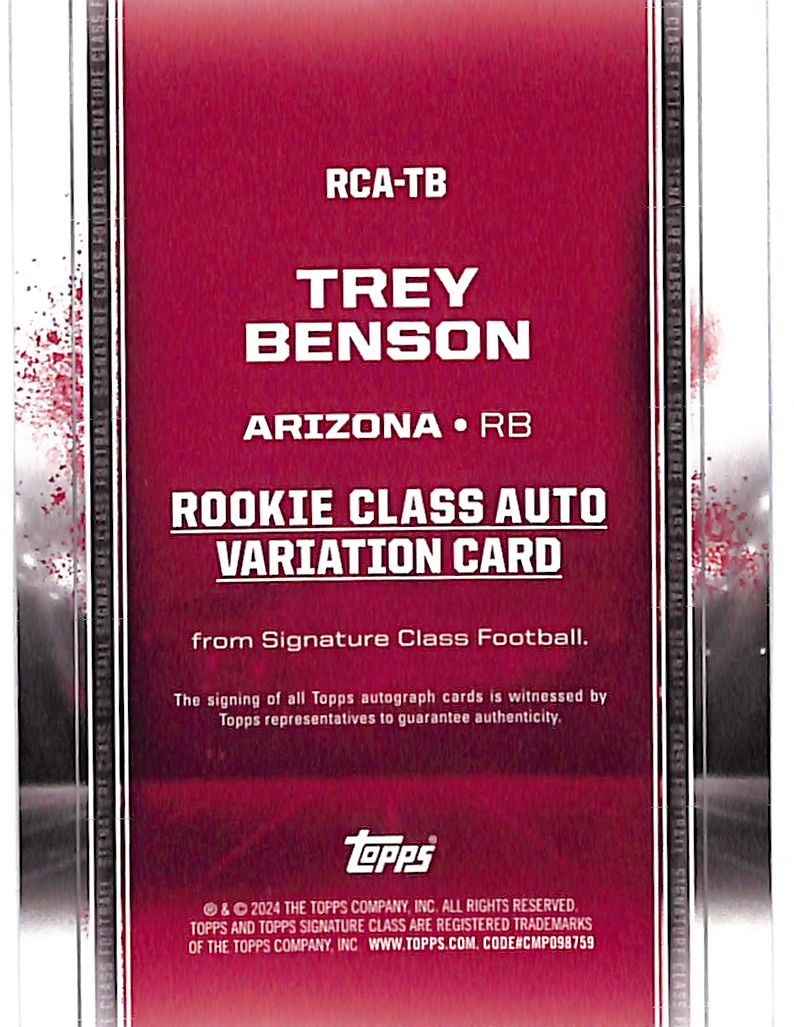 2024 Topps Signature Class Trey Benson Auto Autograph Rookie RC Cardinals