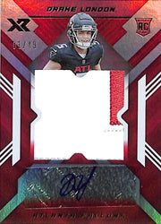 2022 Panini XR Drake London Auto Autograph Rookie RC Patch Jersey Red /49 Falcons