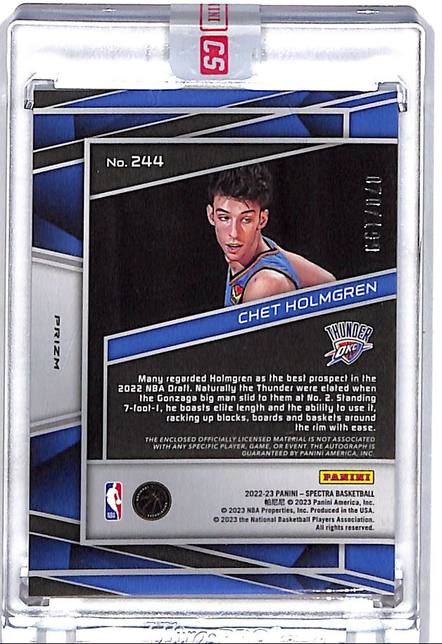 2022-23 Spectra Chet Holmgren Auto Autograph Rookie RC Patch Jersey /99 Thunder