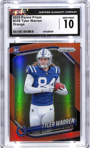 2025 Prizm Tyler Warren Rookie RC Orange /249 CGC 10 Colts
