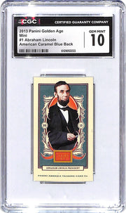 2013 Abraham Lincoln Panini Golden Age Mini Caramel Blue Back #1 CGC Gem Mint 10